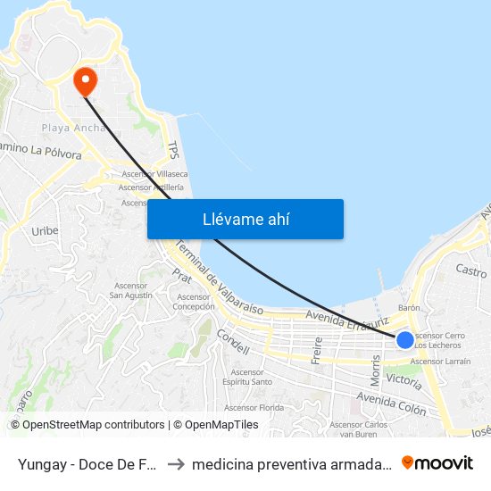 Yungay - Doce De Febrero to medicina preventiva armada de chile map
