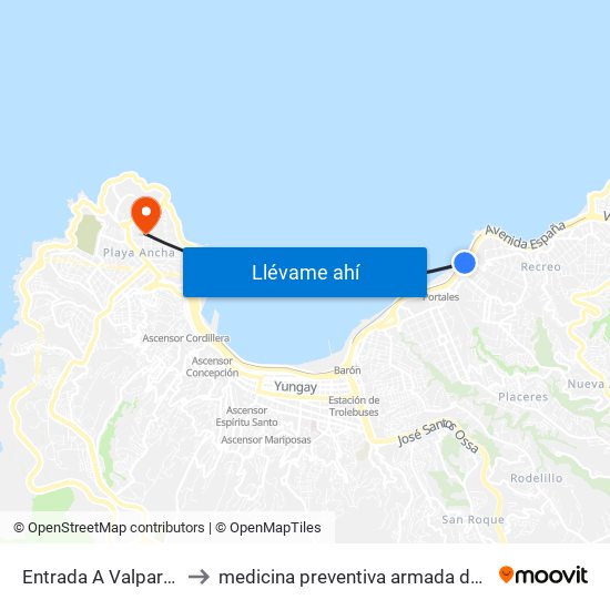Entrada A Valparaiso to medicina preventiva armada de chile map