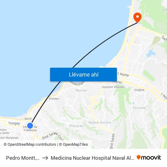 Pedro Montt, 2998 to Medicina Nuclear Hospital Naval Almirante Nef map