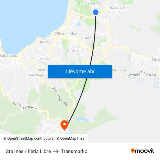 Sta Ines / Feria Libre to Transmarko map