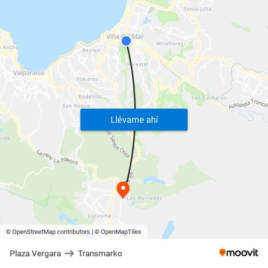 Plaza Vergara to Transmarko map