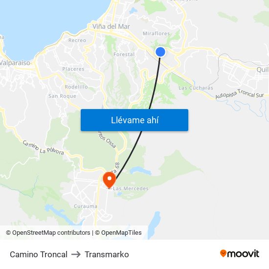 Camino Troncal to Transmarko map