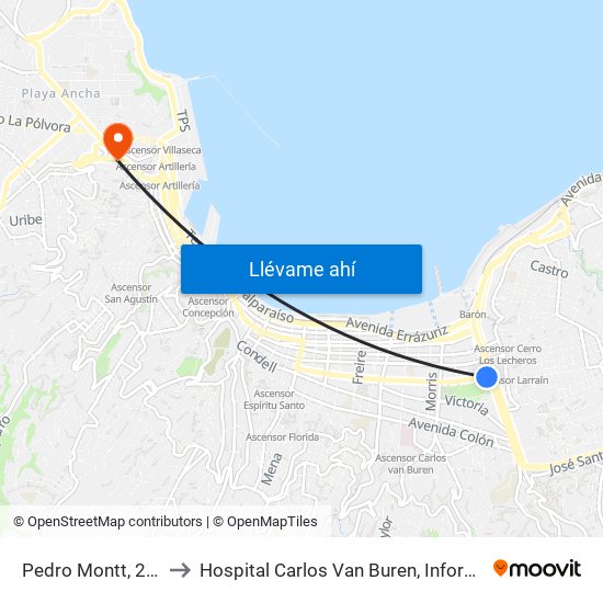 Pedro Montt, 2998 to Hospital Carlos Van Buren, Informatica map