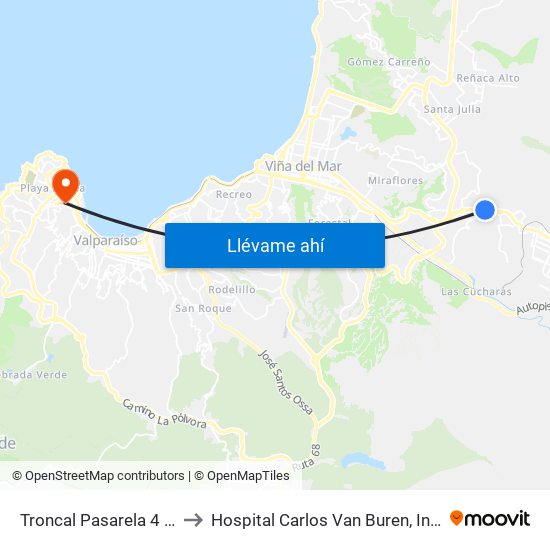 Troncal Pasarela 4 / Norte to Hospital Carlos Van Buren, Informatica map