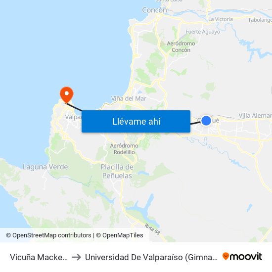 Vicuña Mackenna, 635 to Universidad De Valparaíso (Gimnasio Polideportivo) map