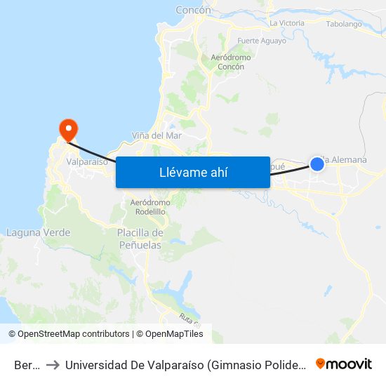 Berlin to Universidad De Valparaíso (Gimnasio Polideportivo) map