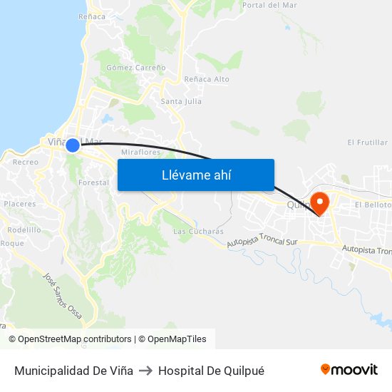 Municipalidad De Viña to Hospital De Quilpué map