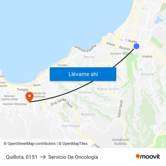 Quillota, 0151 to Servicio De Oncología map