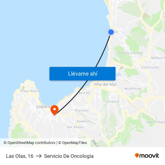 Las Olas, 16 to Servicio De Oncología map