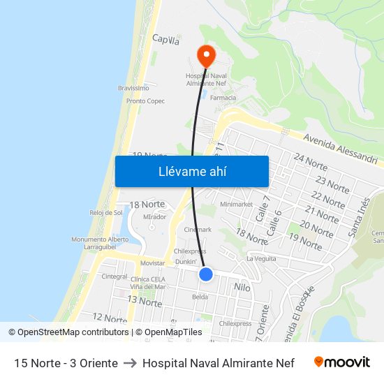 15 Norte - 3 Oriente to Hospital Naval Almirante Nef map