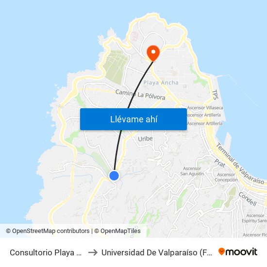 Consultorio Playa Ancha / Poniente to Universidad De Valparaíso (Facultad De Arquitectura) map