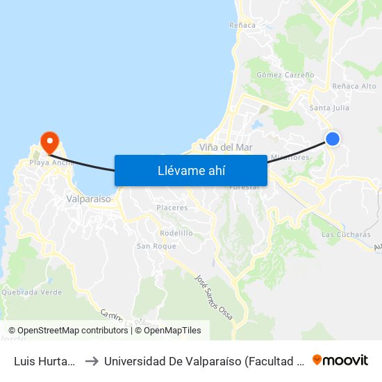 Luis Hurtado 116 to Universidad De Valparaíso (Facultad De Arquitectura) map