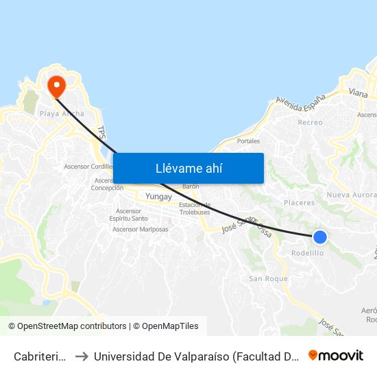 Cabriteria 678 to Universidad De Valparaíso (Facultad De Arquitectura) map