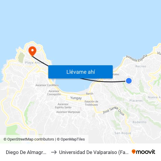 Diego De Almagro - Viña Del Mar to Universidad De Valparaíso (Facultad De Arquitectura) map