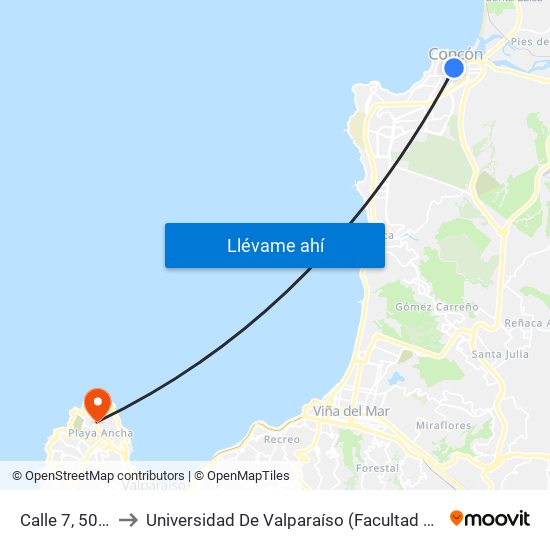 Calle 7, 501-599 to Universidad De Valparaíso (Facultad De Arquitectura) map