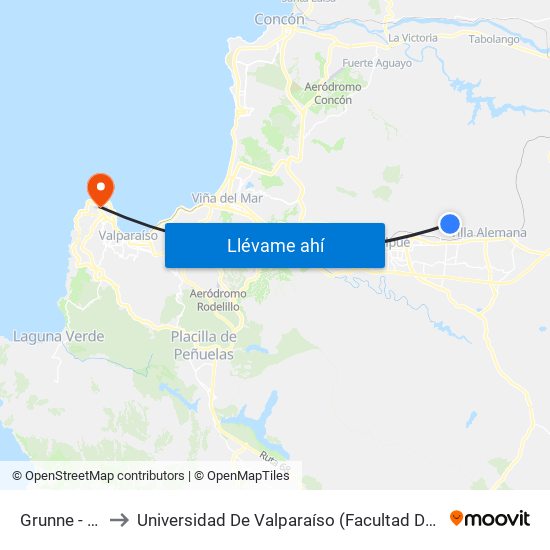 Grunne - Kiwis to Universidad De Valparaíso (Facultad De Arquitectura) map