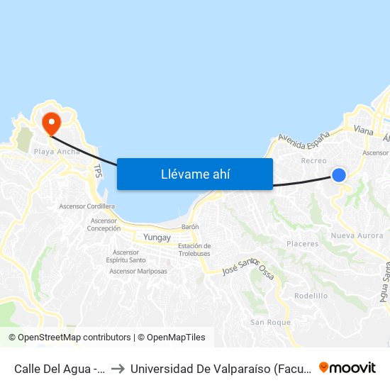 Calle Del Agua - La Habana to Universidad De Valparaíso (Facultad De Arquitectura) map