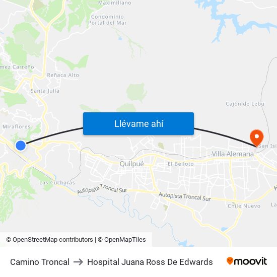 Camino Troncal to Hospital Juana Ross De Edwards map