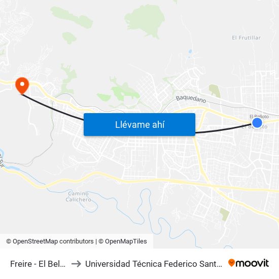 Freire - El Belloto / Oeste to Universidad Técnica Federico Santa María Sede Viña Del Mar map