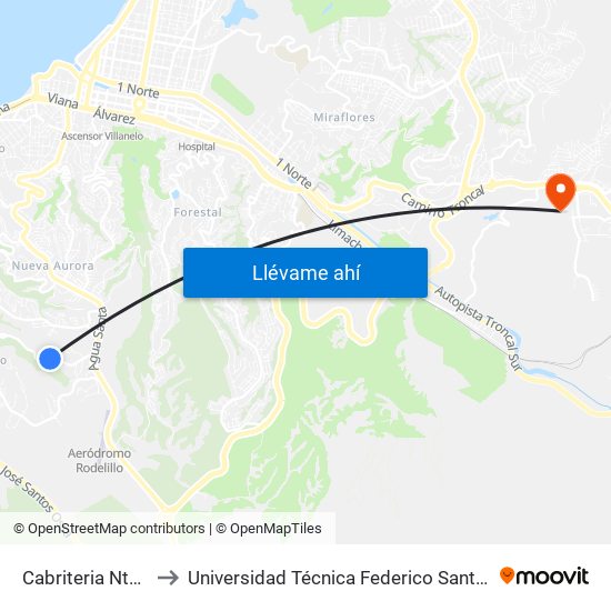 Cabriteria Nte - El Huilmo to Universidad Técnica Federico Santa María Sede Viña Del Mar map