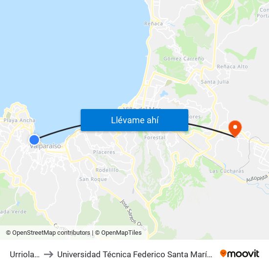 Urriola, 242 to Universidad Técnica Federico Santa María Sede Viña Del Mar map