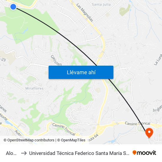 Alondra to Universidad Técnica Federico Santa María Sede Viña Del Mar map