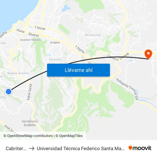 Cabriteria 908 to Universidad Técnica Federico Santa María Sede Viña Del Mar map