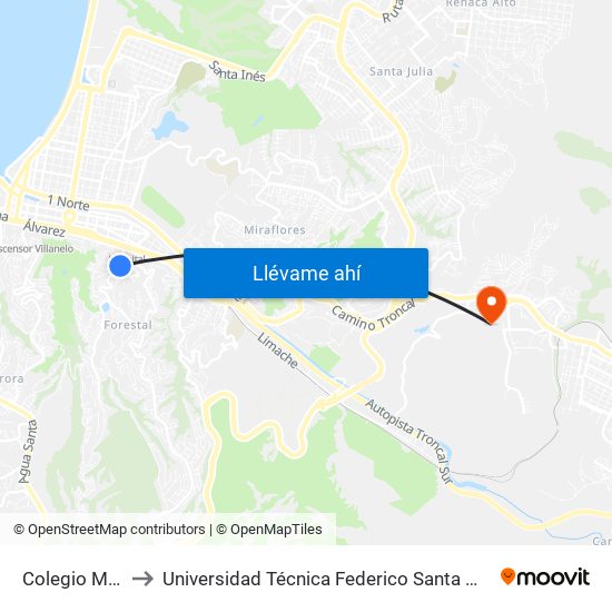 Colegio Montemar to Universidad Técnica Federico Santa María Sede Viña Del Mar map