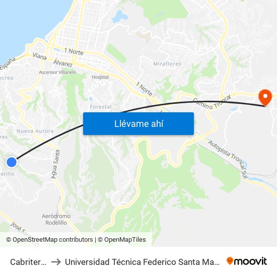 Cabriteria 678 to Universidad Técnica Federico Santa María Sede Viña Del Mar map