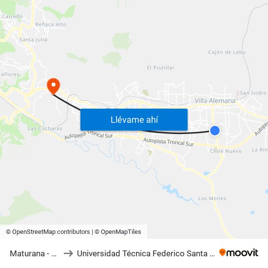 Maturana - San Marco to Universidad Técnica Federico Santa María Sede Viña Del Mar map