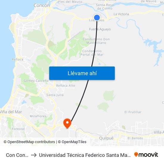 Con Con Norte to Universidad Técnica Federico Santa María Sede Viña Del Mar map