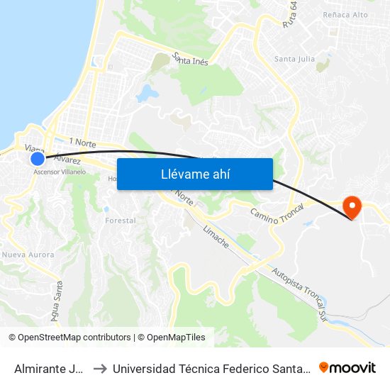 Almirante Jouanne, 80 to Universidad Técnica Federico Santa María Sede Viña Del Mar map