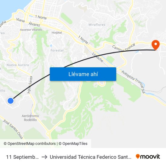 11 Septiembre / Oriente to Universidad Técnica Federico Santa María Sede Viña Del Mar map