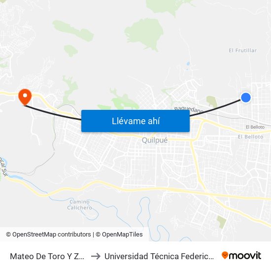 Mateo De Toro Y Zambrano - Los Raullies to Universidad Técnica Federico Santa María Sede Viña Del Mar map