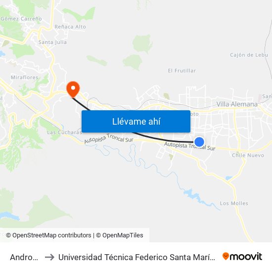 Andromeda to Universidad Técnica Federico Santa María Sede Viña Del Mar map