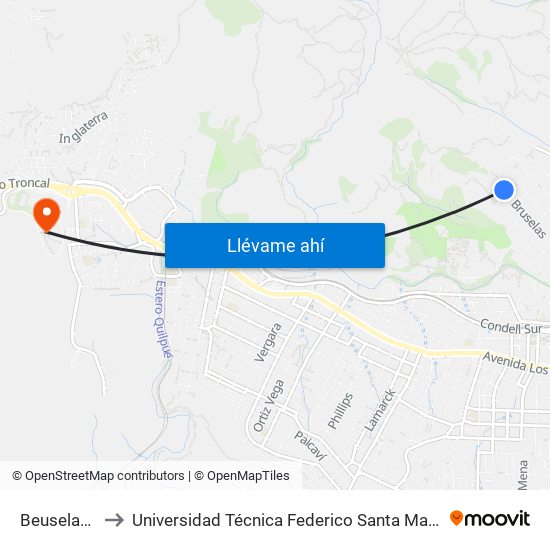 Beuselas 1017 to Universidad Técnica Federico Santa María Sede Viña Del Mar map
