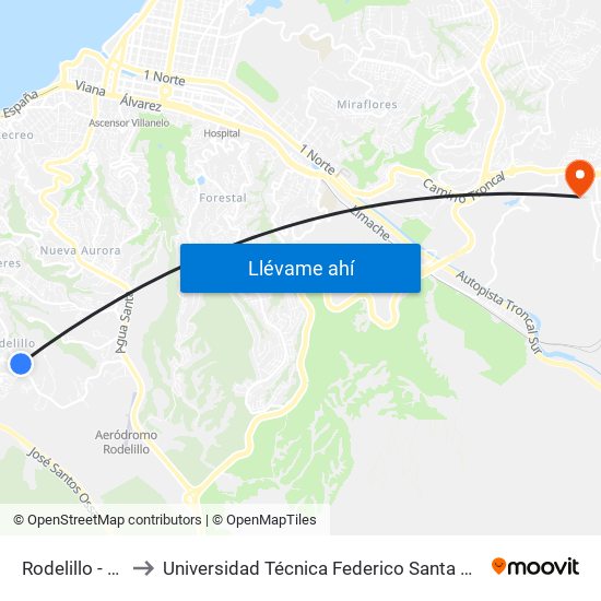 Rodelillo - Del Circo to Universidad Técnica Federico Santa María Sede Viña Del Mar map