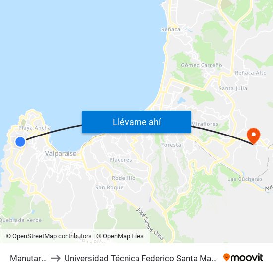 Manutara, 505 to Universidad Técnica Federico Santa María Sede Viña Del Mar map