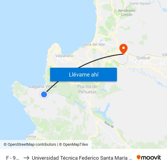 F - 98 - G to Universidad Técnica Federico Santa María Sede Viña Del Mar map