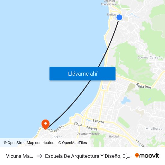 Vicuna Mackenna - Portales to Escuela De Arquitectura Y Diseño, E[Ad], Pontificia Universidad Catolica De Valparaíso map