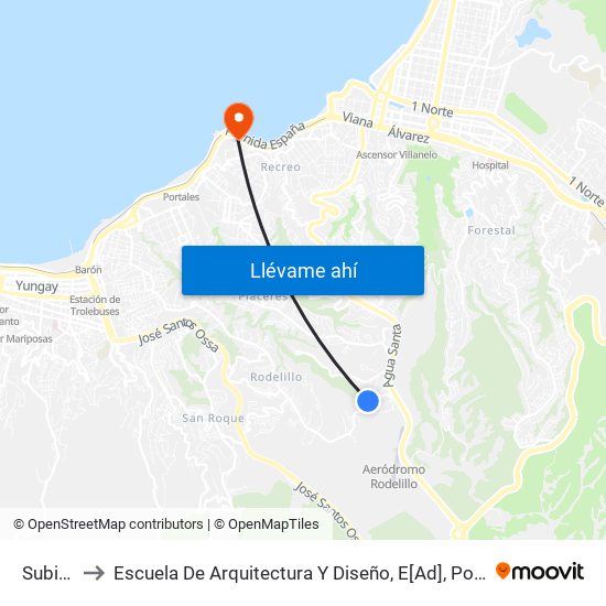 Subida Tiwe to Escuela De Arquitectura Y Diseño, E[Ad], Pontificia Universidad Catolica De Valparaíso map
