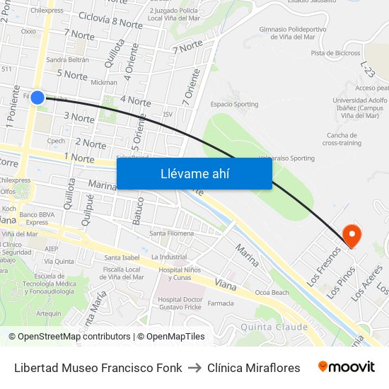 Libertad Museo Francisco Fonk to Clínica Miraflores map