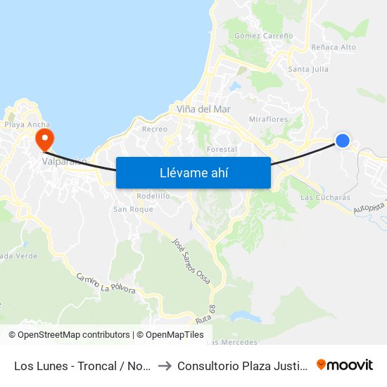 Los Lunes - Troncal / Norte to Consultorio Plaza Justicia map