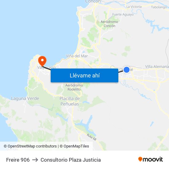 Freire 906 to Consultorio Plaza Justicia map
