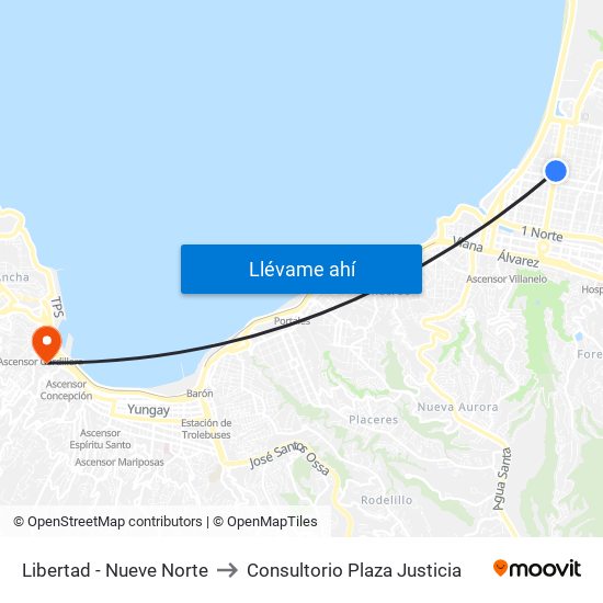 Libertad - Nueve Norte to Consultorio Plaza Justicia map