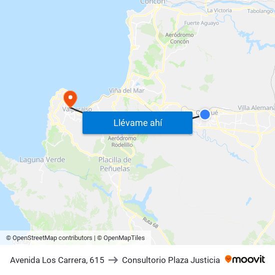 Avenida Los Carrera, 615 to Consultorio Plaza Justicia map