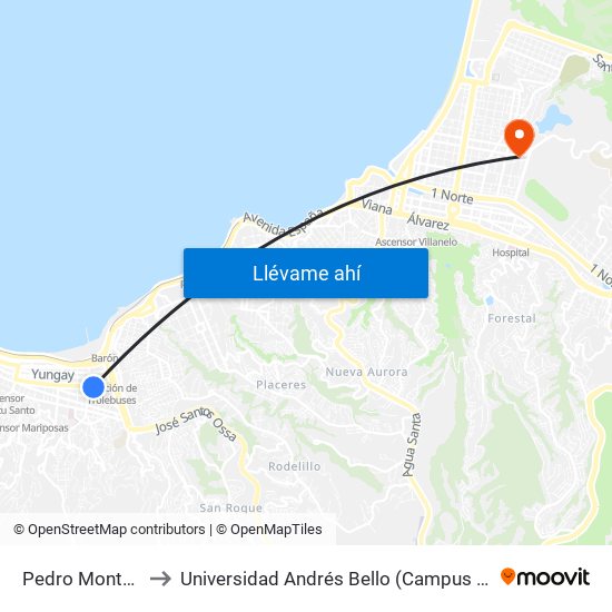 Pedro Montt, 2765 to Universidad Andrés Bello (Campus Los Castaños) map