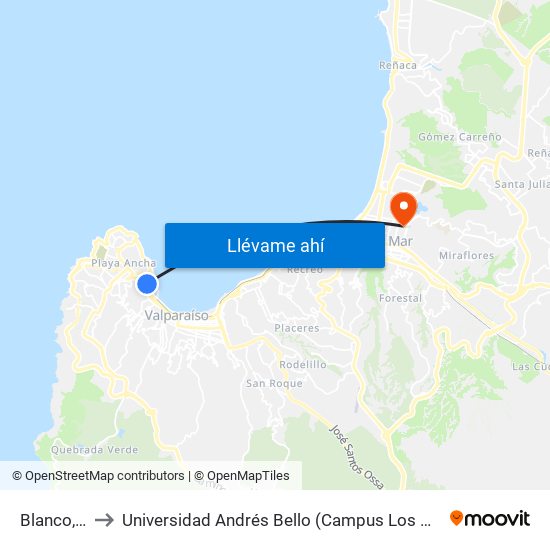 Blanco, 21 to Universidad Andrés Bello (Campus Los Castaños) map