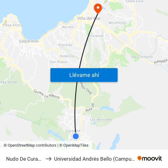 Nudo De Curauma, 630 to Universidad Andrés Bello (Campus Los Castaños) map