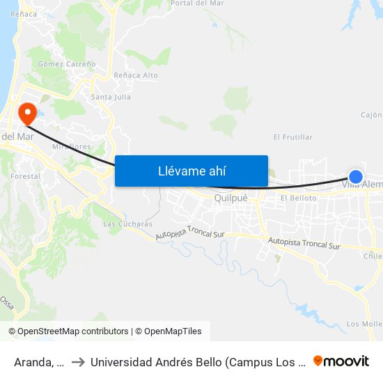 Aranda, 420 to Universidad Andrés Bello (Campus Los Castaños) map